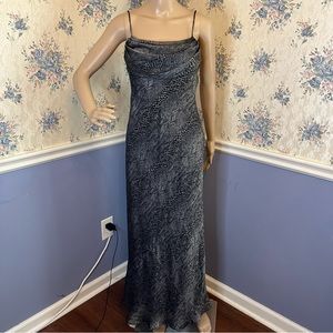 Vintage Y2K Jump Apparel Maxi Animal Print Snake Prom Formal Slip Dress Sz 3/4